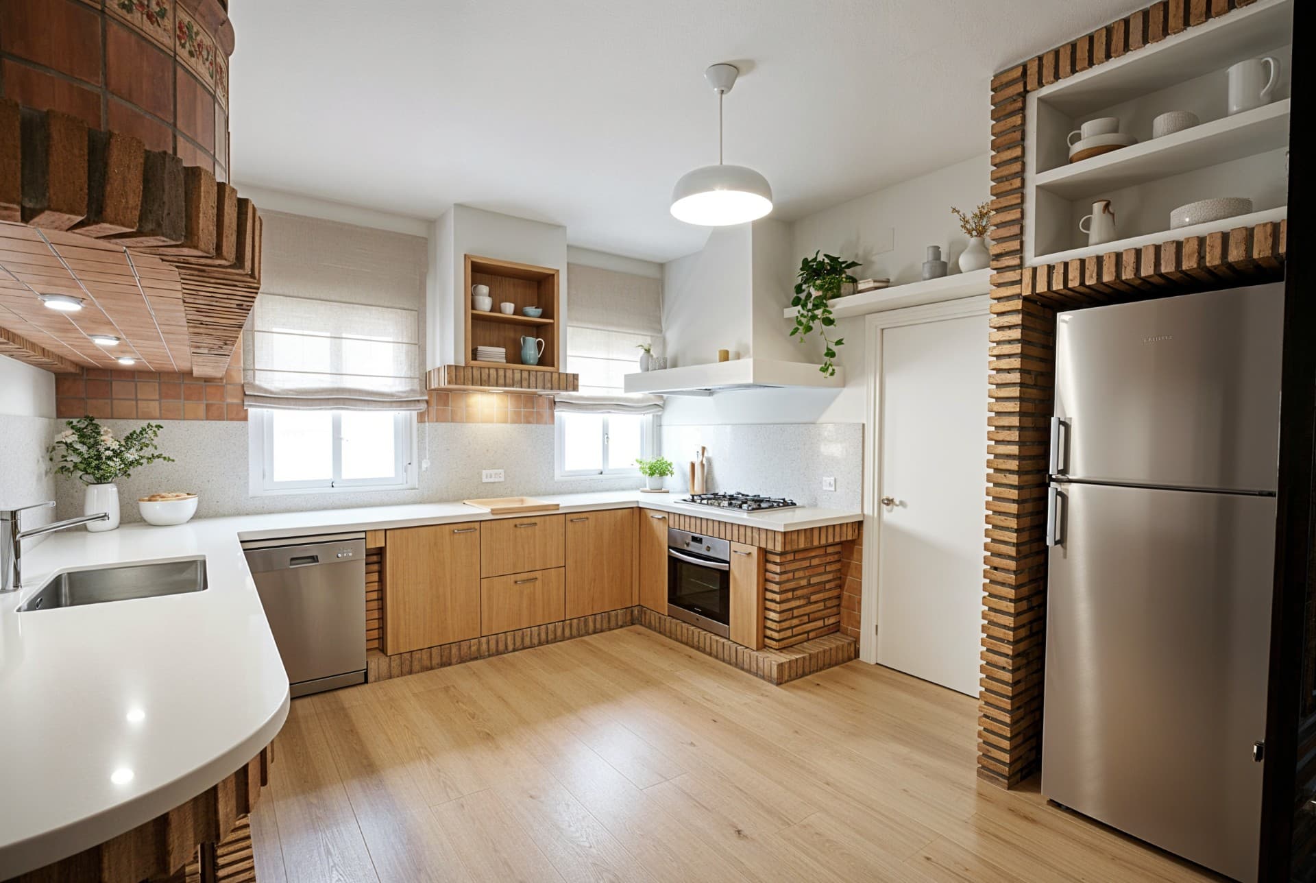 Cocina decorada con diseño interior escandinavo con IA de Inmoedit