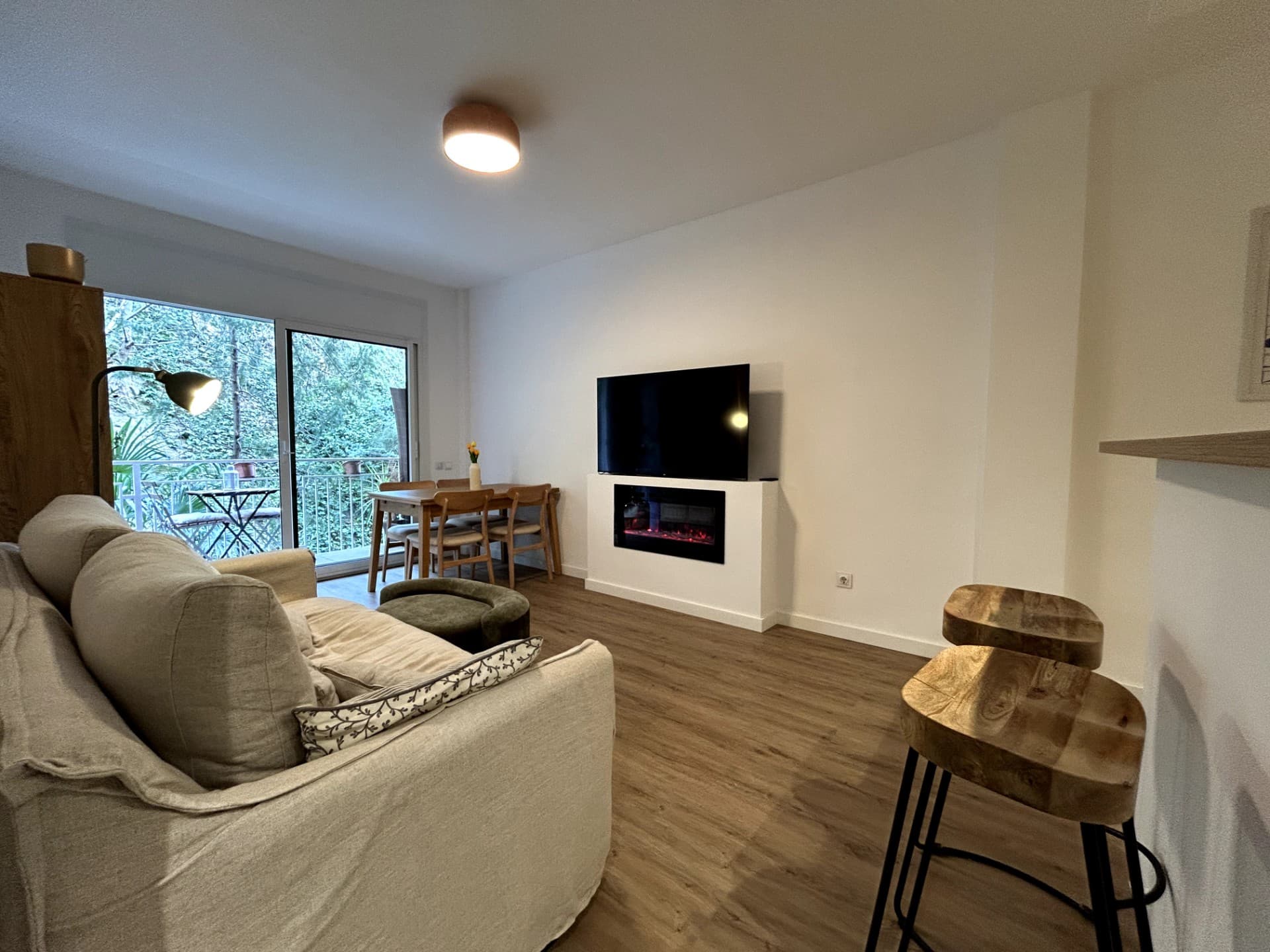 Living room photo before AI lighting enhancement