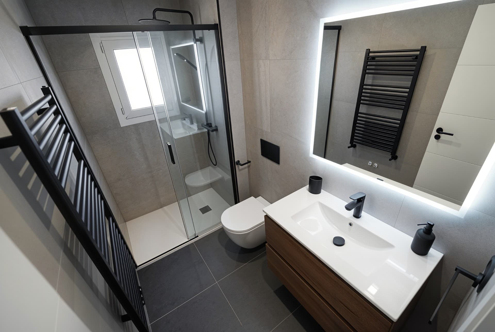Baño amueblado con render con IA de Inmoedit