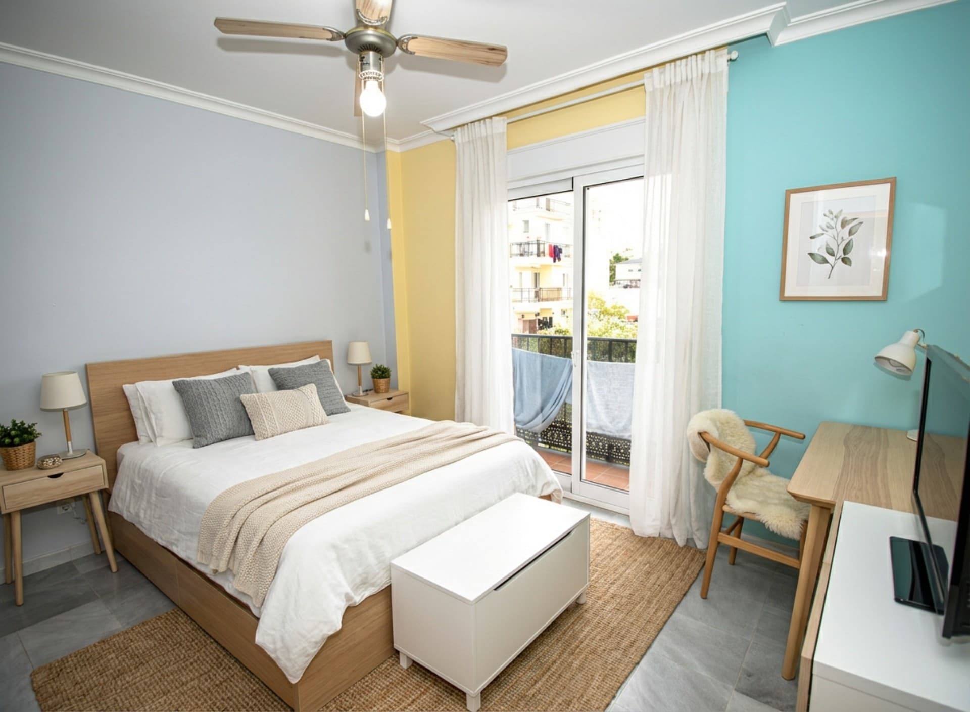 Bedroom decorated with Inmoedit virtual decoration