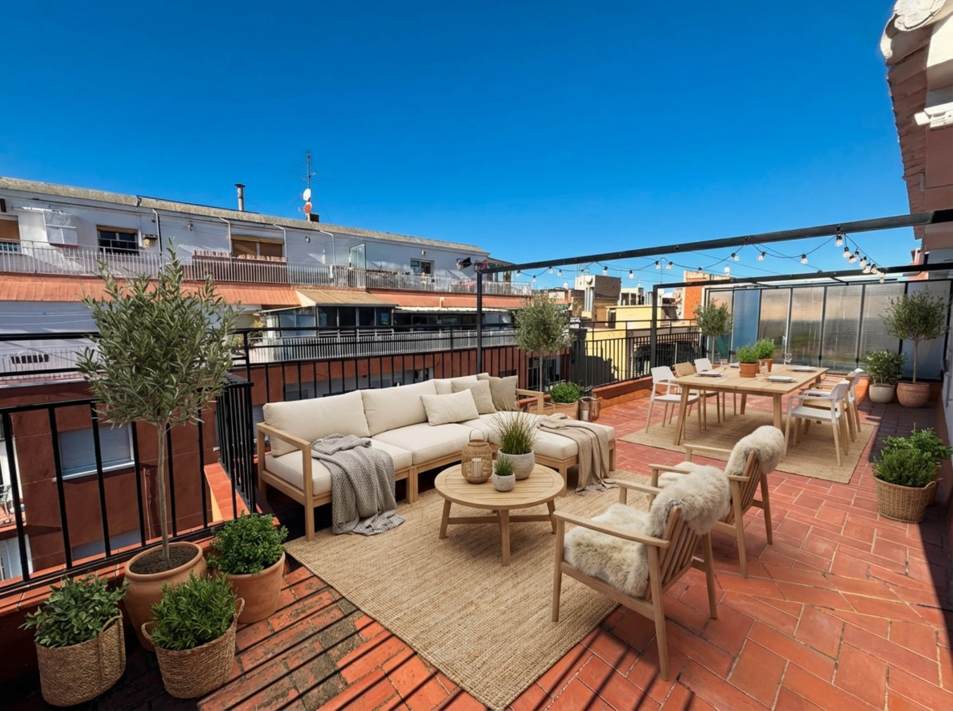 Terraza decorada con la decoración virtual de Inmoedit